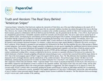 Essay on Truth and Heroism: the Real Story Behind “American Sniper”