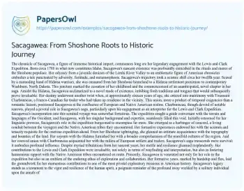 Essay on Sacagawea: from Shoshone Roots to Historic Journey