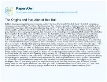 Essay on The Origins and Evolution of Red Bull