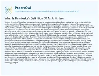 Essay on What is Havrilesky’s Definition of an Anti Hero