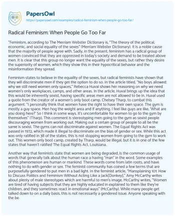 Essay on Radical Feminism: when People Go too Far