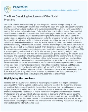 Essay on The Book Describing Medicare and other Social Programs