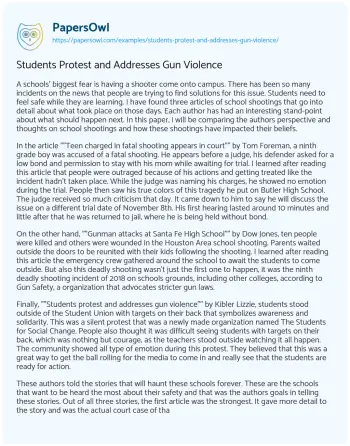 Essay on School Shootings in the U.S.: Addressing their Impact on Communities