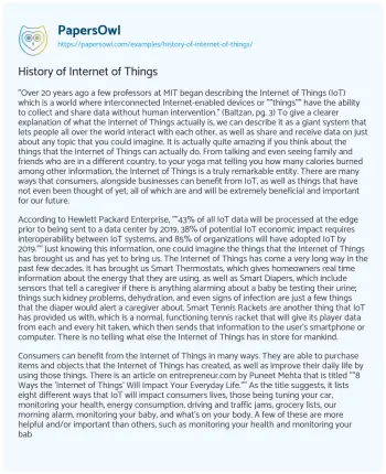 Essay on History of Internet of Things