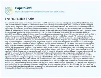 Essay on The Four Noble Truths