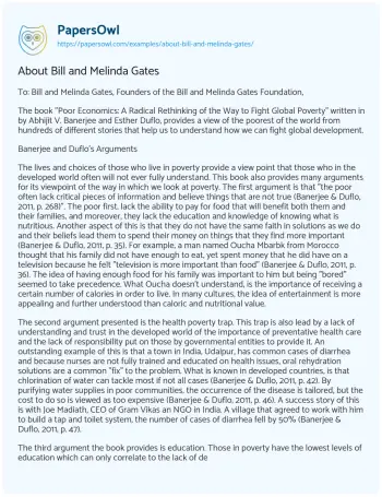 Essay on About Bill and Melinda Gates