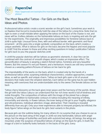 Essay on The most Beautiful Tattoo – for Girls on the Back Ideas and Photos