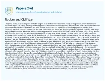 Essay on Racism and Civil War