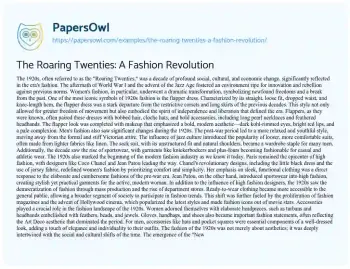 Essay on The Roaring Twenties: a Fashion Revolution