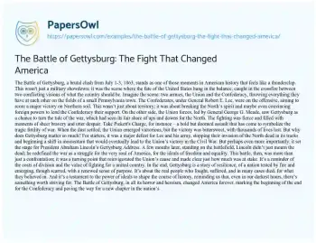 Essay on The Battle of Gettysburg: the Fight that Changed America