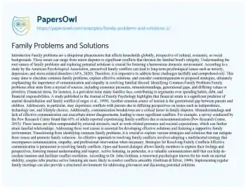 Essay on Family Problems and Solutions