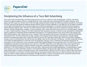 Essay on Deciphering the Influence of a Taco Bell Advertising