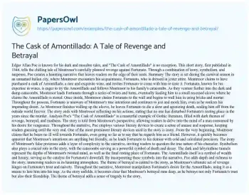 Essay on The Cask of Amontillado: a Tale of Revenge and Betrayal