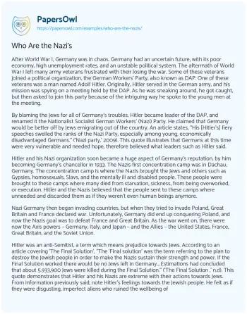 Essay on Who are the Nazi’s