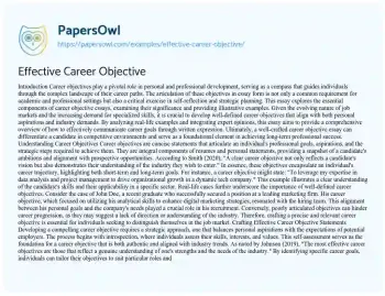 Essay on Effective Career Objective