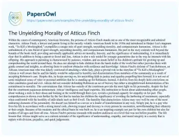 Essay on The Unyielding Morality of Atticus Finch