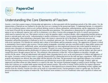 Essay on Understanding the Core Elements of Fascism