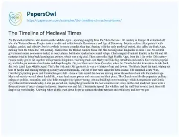 Essay on The Timeline of Medieval Times