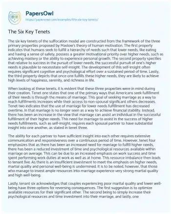 Essay on The Six Key Tenets