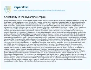 Essay on Christianity in the Byzantine Empire