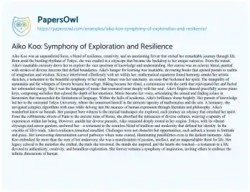 Essay on Aiko Koo: Symphony of Exploration and Resilience