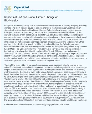 Essay on Impacts of Co2 and Global Climate Change on Biodiversity