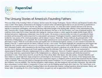 Essay on The Unsung Stories of America’s Founding Fathers