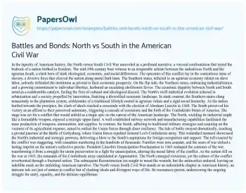 Essay on Battles and Bonds: North Vs South in the American Civil War