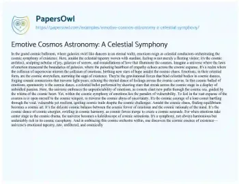 Essay on The Cosmic Symphony of Emotions