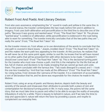 Essay on Robert Frost and Poetic and Literary Devices