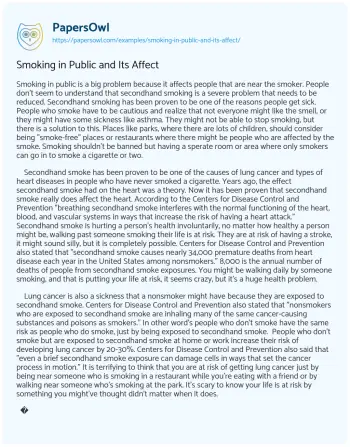 Essay on Smoking in Public and its Affect