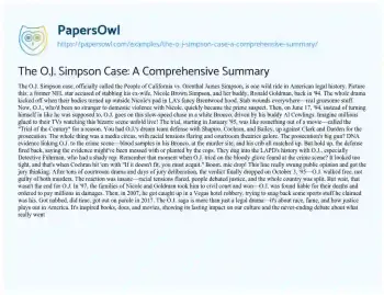 Essay on The O.J. Simpson Case: a Comprehensive Summary