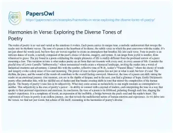 Essay on Harmonies in Verse: Exploring the Diverse Tones of Poetry