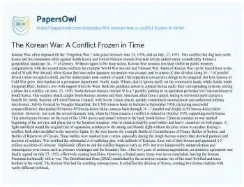 Essay on The Korean War: a Conflict Frozen in Time