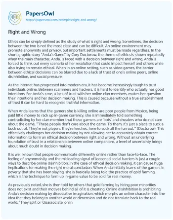 Essay on Right and Wrong