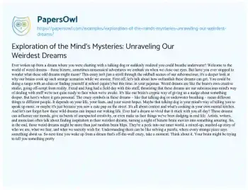 Essay on Exploration of the Mind’s Mysteries: Unraveling our Weirdest Dreams