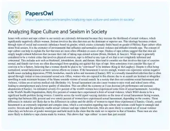 Essay on Analyzing Rape Culture and Sexism in Society