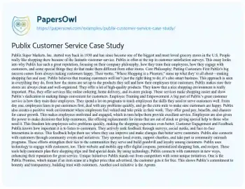 Essay on Publix Customer Service Case Study