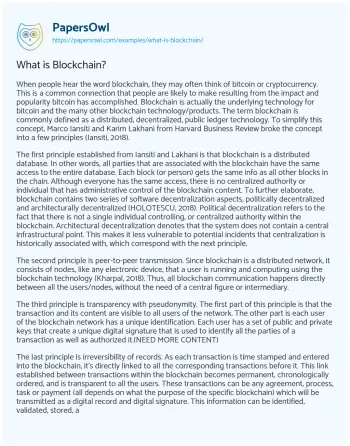 Essay on What is Blockchain?