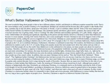 Essay on What’s Better Halloween or Christmas