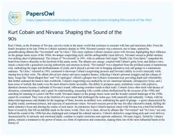 Essay on Kurt Cobain and Nirvana: Shaping the Sound of the 90s