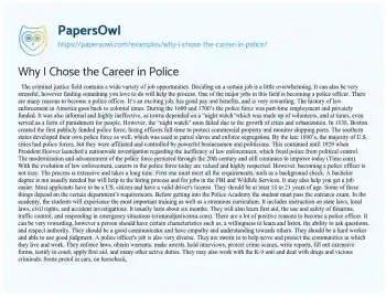 Essay on Why i Chose the Career in Police