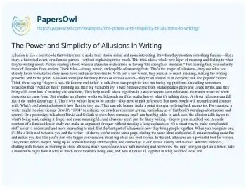 Essay on The Power and Simplicity of Allusions in Writing