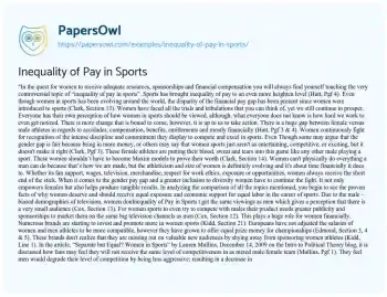 Essay on Gender Pay Gap in Sports