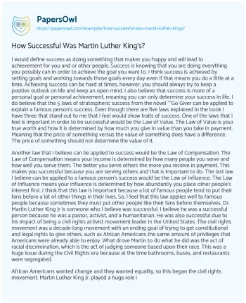 Essay on How Successful was Martin Luther King’s?