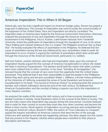 Essay on American Imperialism: this is when it all Began