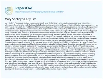 Essay on Mary Shelley’s Early Life