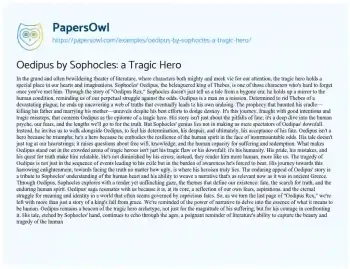 Essay on Oedipus by Sophocles: a Tragic Hero