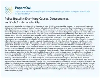 Essay on Police Brutality: Examining Causes, Consequences, and Calls for Accountability