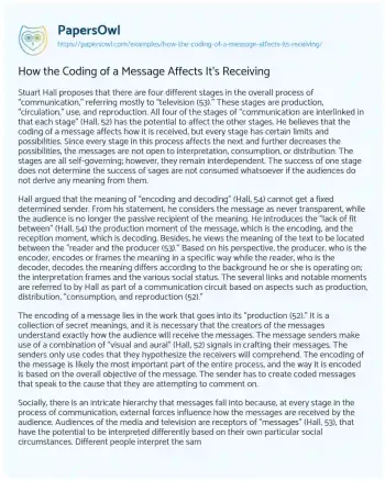 Essay on Communication Code Effectiveness